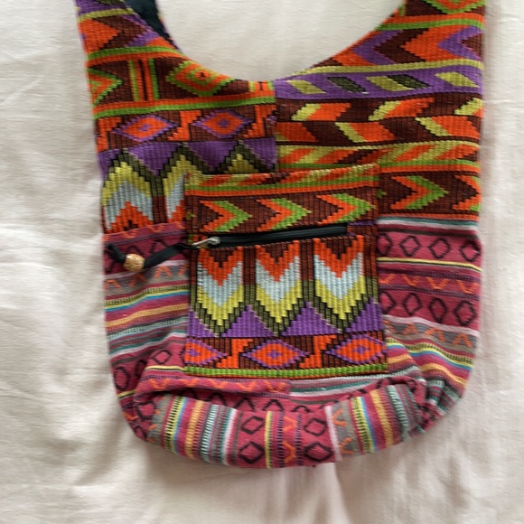 Colorful Tribal Bucket Hobo Boho bag 100% cotton - Picture 2 of 11